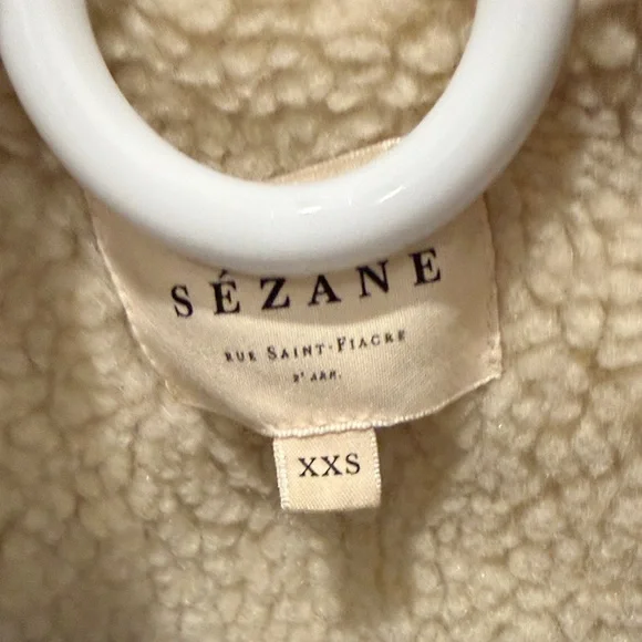 Sézane Will Vintage Blue Corduroy Jacket with Sherpa Collar - Picture 2 of 2